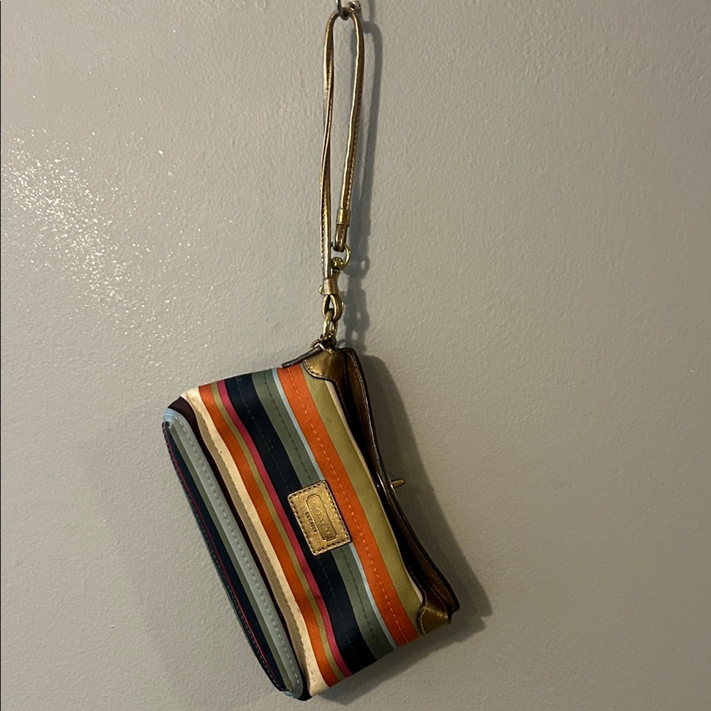 Coach Legacy Striped Wristlet Bag